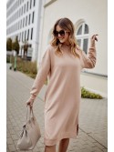 Sports midi dress with a hood, beige FI725 - Online store - Boutique